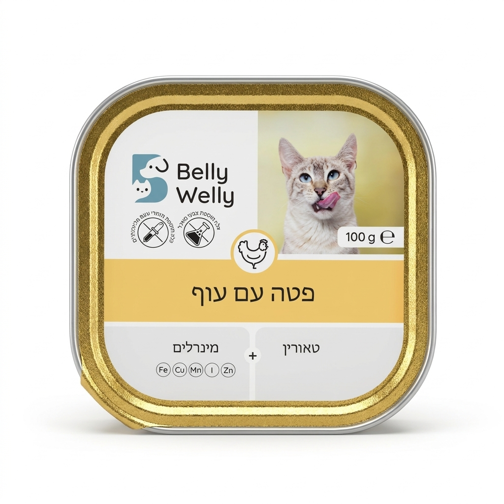 בלי וולי מעדן פטה עם עוף מזון מלא לחתולים 100 גרם