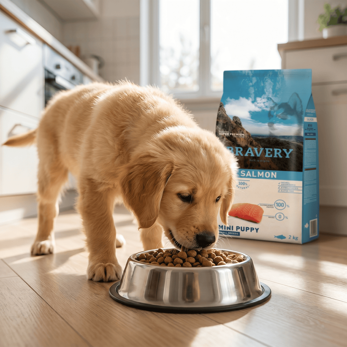 ברייברי סלמון היפואלרגני מזון יבש לגורי כלבים  2 ק״ג