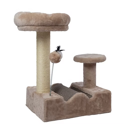 CATAGAT Grott  מתקן גירוד לחתול עם מיטה, משטח גירוד גלי וצעצוע