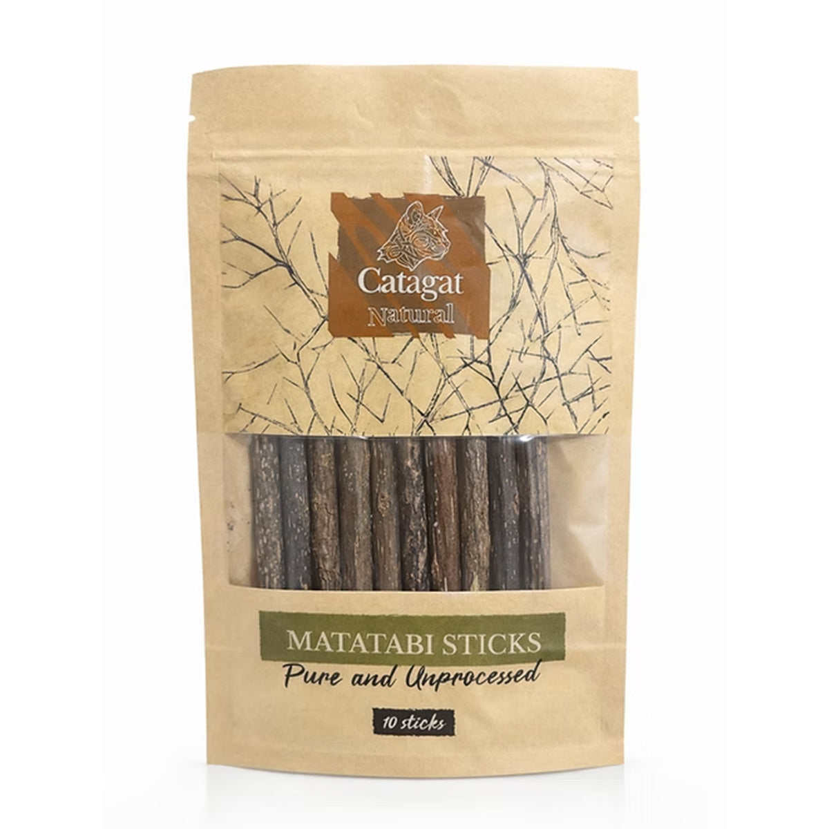 מקלות מטטבי לחתולים Catagat Natural – שקית עם חלון שקוף המכילה 10 מקלות