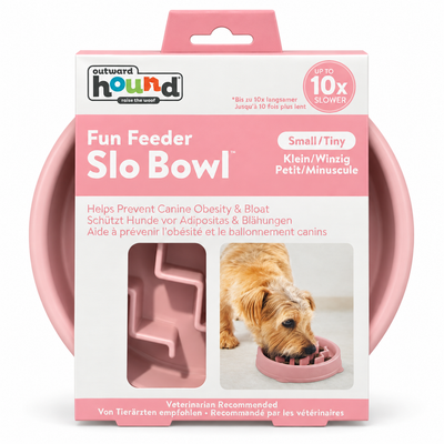 קערה ורודה להאטת אכילה לכלבים Outward Hound Fun Feeder Slo Bowl בגודל Small/Tiny, באריזה