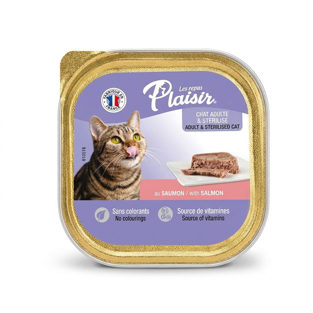 פלזיר – מזון רטוב עם סלמון לחתולים בוגרים ומעוקרים במגשית
