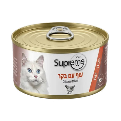 סופרים קט פטה עוף עם בקר מזון רטוב לחתולים בקופסת 85 גרם