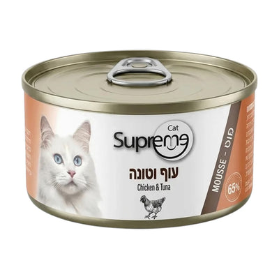 סופרים קט מוס עוף וטונה מזון רטוב לחתולים בקופסת שימורים